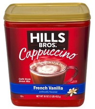 Hills Bros French Vanilla Cappuccino Cafe Style Drink Mix 16 oz