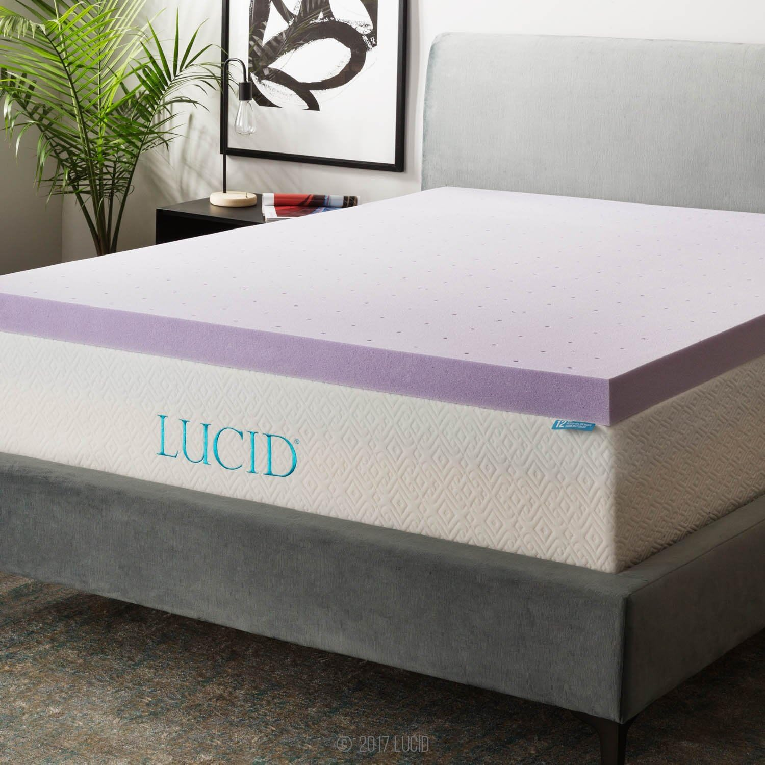 Lavender Infused Memory Foam Mattress Topper, Twin XL, 3 Inch, Ventilated Design