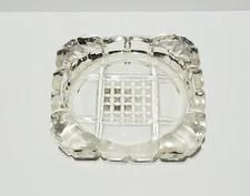 Vintage Glass Ashtray Cigarette Clear 3 1/4" Square With Rounded Edges