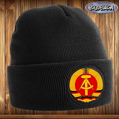 GDR Patch Beanie East Germany Mens Womens Knitted Hat Cap Ostalgie East