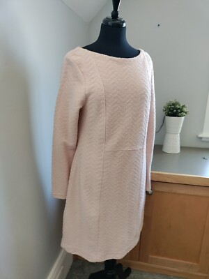 Anthropologie Sweater Dress Pink Herringbone Long Sleeves Boat Neck L Nwt  Flaw | eBay