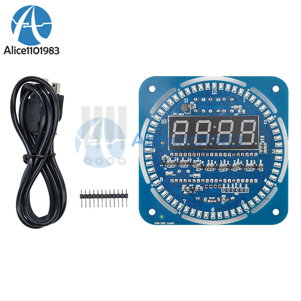 Assembled DS1302 Rotating LED Electronic Digital Clock 51 SCM Learning Board 5V