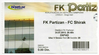 Ticket EC Partizan Belgrad - FC Schirak Gjumri 24.07.2013