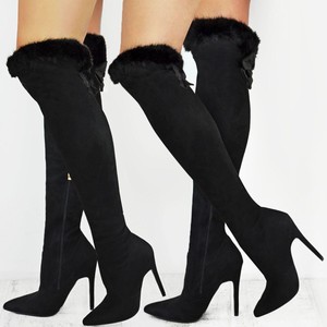 thigh high fuzzy boots