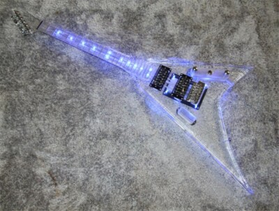 Acrylic jackson 6strings electric guitar acrylic body neck rock tremolo lights