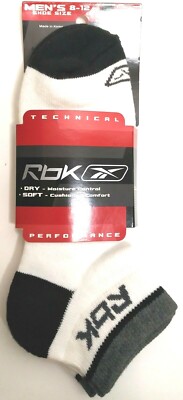 Reebok Men's Technical Performance Socks for Shoe Size 8-12 2 pairs/order