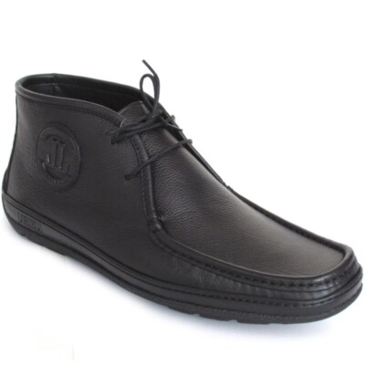 320  Loriblu Schuhe Halbschuhe High Schnürer Herren Leder Schwarz Made in Italy 41