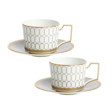 Image of Wedgwood Renaissance Grey Coffee Cup & Saucer Set for Two
