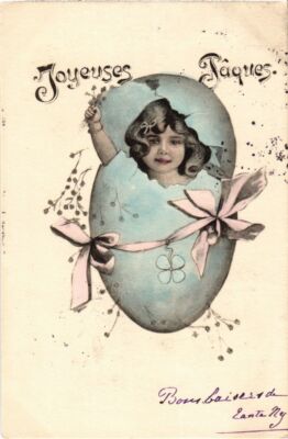 CPA AK Mädchen im riesigen Ei - Ostern - Künstler signiert KINDER (1293174)