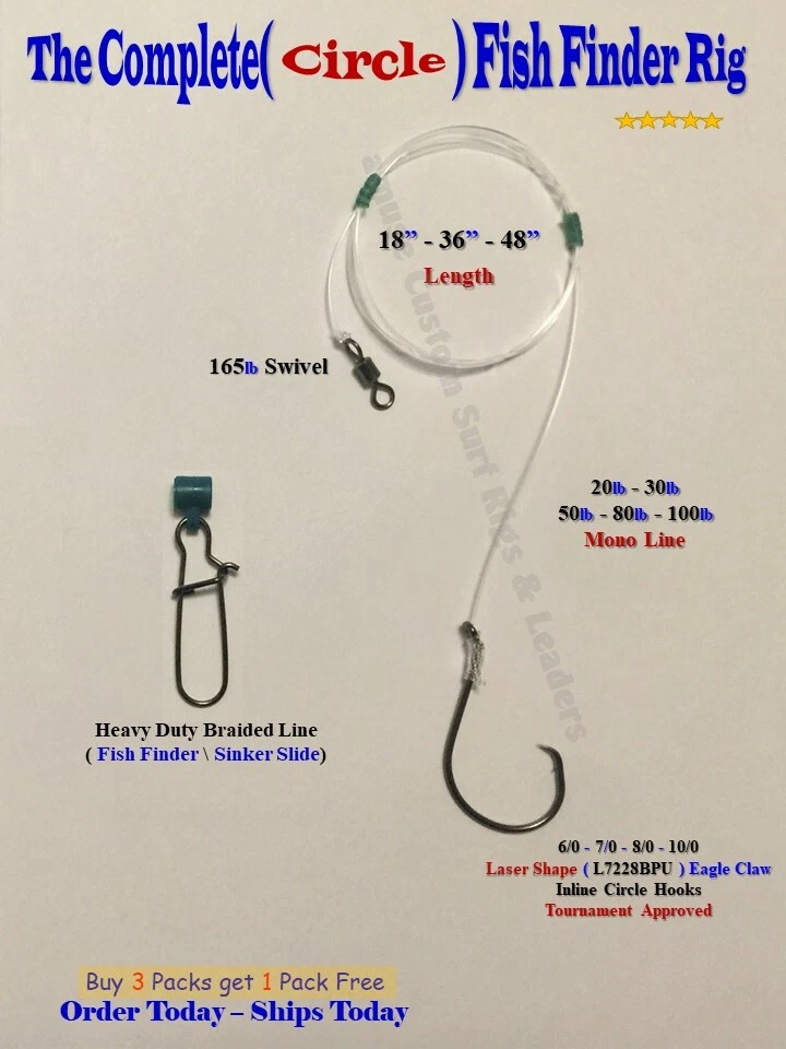 5 Fish Finder Rigs ( Circle ) Surf Rigs Striper Striped Bass Catfish Drum  Carp