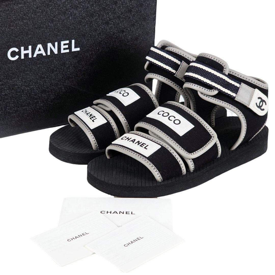 CHANEL シャネル ミュール サンダル ココマーク 24cm 37 CHANEL Coco Logo Strap Sandals 37 with Box | eBay