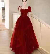 Women's Bride Marry Party evening dress Slim Fit Short Sleeve Long Skirt Fashion