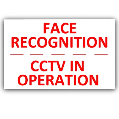 PLATINUM PLACE 1x Face Recognition CCTV In Operation External Stickers Premises Camera Security