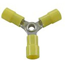 Vinyl Insulated Yellow 3-Way Wire Terminal Connector 12-10 Gauge - 10 Pack