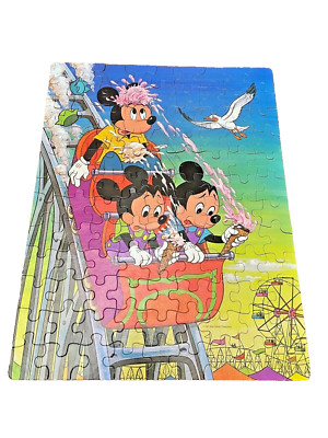 Whitman 100 Piece Jigsaw Puzzle Disney Mickey Mouse Roller Coaster 1981