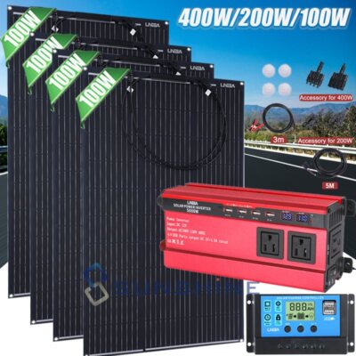 Complete Solar Panel Kit - 5000W Power Inverter, 12V Battery Charger ...