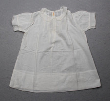 Vintage Handmade Dress Baby Girl White Cotton Sheer Short Sleeve Embroidery 1930