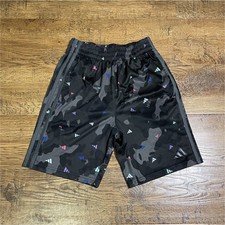 Men's Adidas Black Multicolor Camouflage Mesh Athletic Shorts, Drawstring Waist
