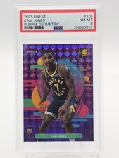 KAM JONES 2025-26 FINEST PURPLE GEOMETRIC ROOKIE /75 #128 PACERS PSA 8 Q5300