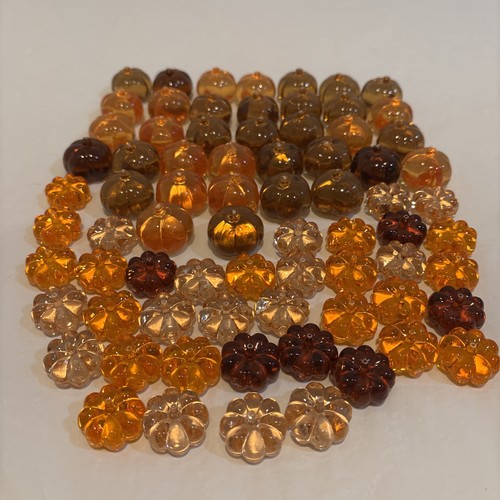 Acrylic Fall Pumpkins with Stems 70 pc. Orange Yellow Bowl filler Table Scatter