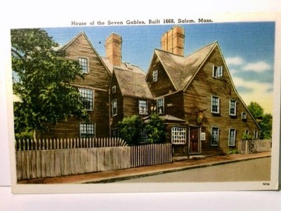 House of the Seven Gables. Salem. Massachusetts. Alte Ansichtskarte / Leinen Opt
