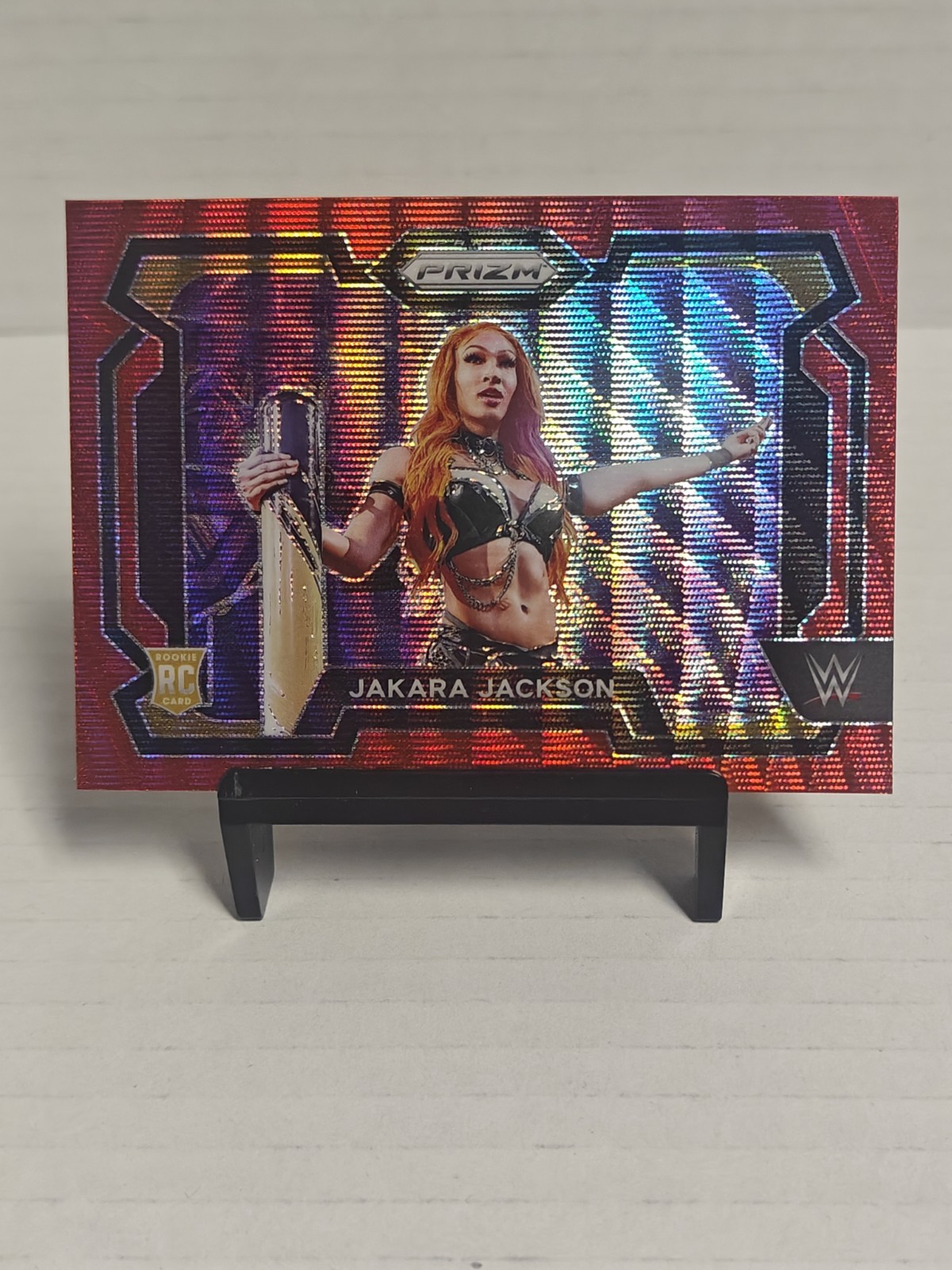 2024 Panini Prizm WWE #12 Jakara Jackson (RC) Ruby Wave Prizm