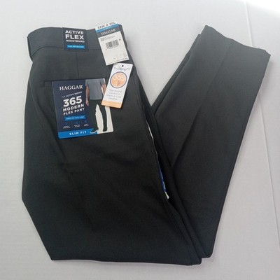Haggar Active Series 365 Men's Modern Flex Pants Size 33x30 Dark Gray Slim Fit
