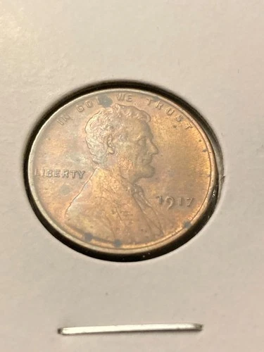 1917 1C BN Lincoln Cent Ms details, red brown luster, toned