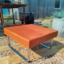 1970s Danish Ilse Mobel style Chromed Steel and Teak Coffee Table 60 cm