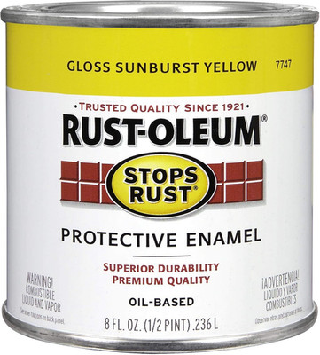 7747730 Stops Rust Brush on Paint, Half Pint, Gloss Sunburst Yellow 8 Fl Oz (Pac