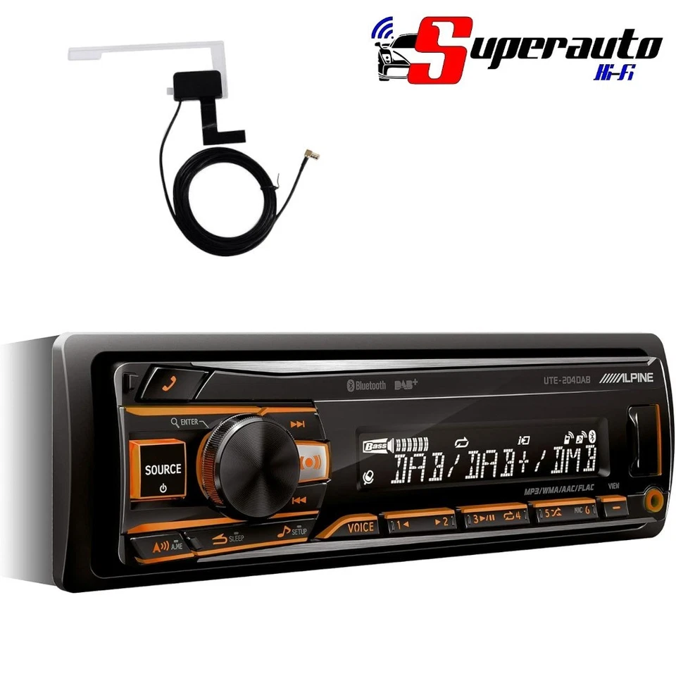 ALPINE UTE-204DAB AUTO RADIO STEREO BLUETOOTH MICROFONO ESTERNO USB ANTENNA DAB - Immagine 2 di 4