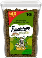 TEMPTATIONS MIXUPS Crunchy and Soft Cat Treats Catnip Fever Flavor, 16 oz. Tub
