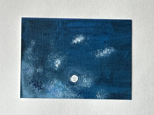 ACEO Art Card Original Moon 2.5x3.5 Signed Ostensibly Speaking Collectible