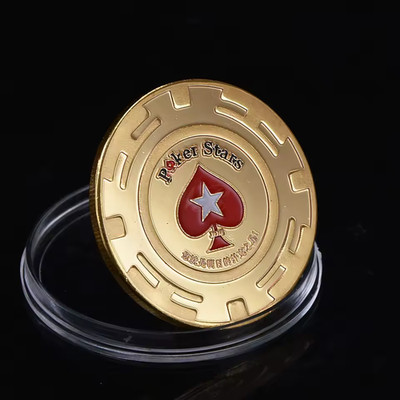 Poker Stars Limited Edition Gold Plated Coin Poker Card Guard Texas Hold Em