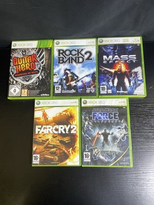 Xbox 360 PAL Game Lot 5 Guitar Hero Rock Band 2 Mass Effect Far Cry 2