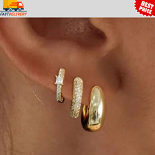 Gold Hoop Earrings Set for Women Trendy, 14K Gold Plated Lightweight Small Gold/
