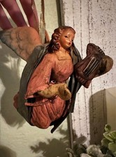 Vintage Cartapesta Angel with Harp Paper Mache Christmas Ornament Italian