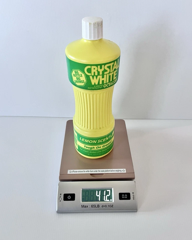 Vintage Crystal White Liquid Detergent Octagon Lemon Scent Dish Wash 40oz NOS - Image 3 of 3