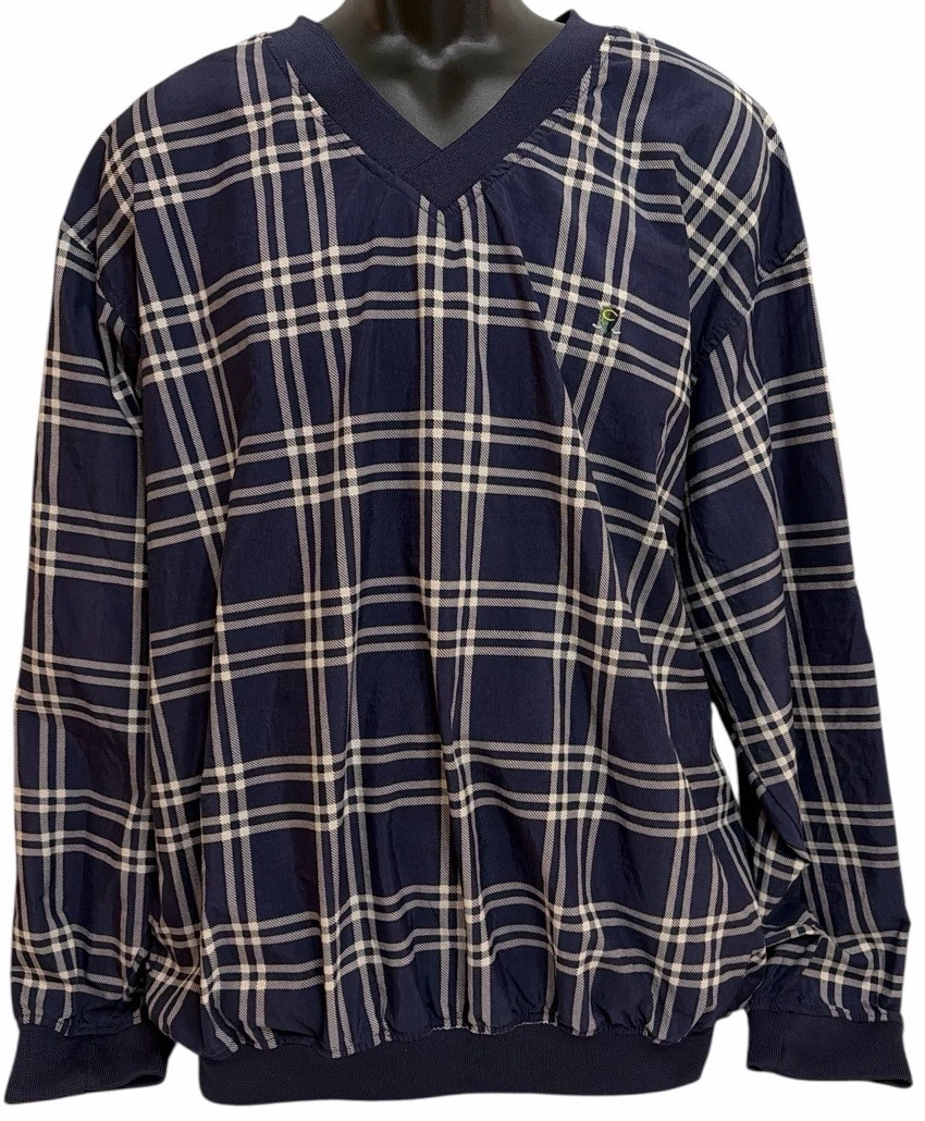 Catalina Pullover jacket Mens Sz S 100% Nylon Blue and White Long Sleeve