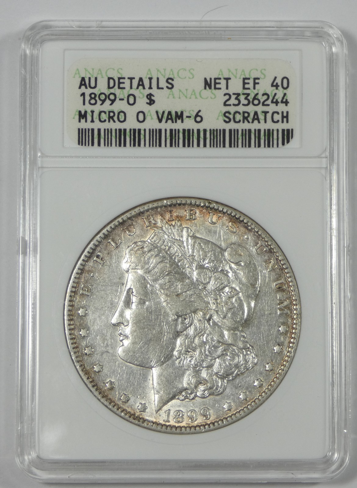 ANACS Authentic 1899-O Micro "O" Morgan Dollar  AU Details Silver Dollar ~ VAM-6
