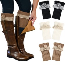 3 Pairs Womens Girls Boot Cuffs Cable Knit Crochet Leg Warmers Socks Winter