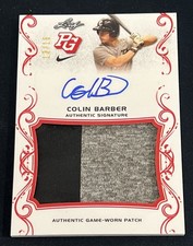 2018 Leaf Perfect Game National Showcase Red /15 Colin Barber #PA-CB2 Patch Auto