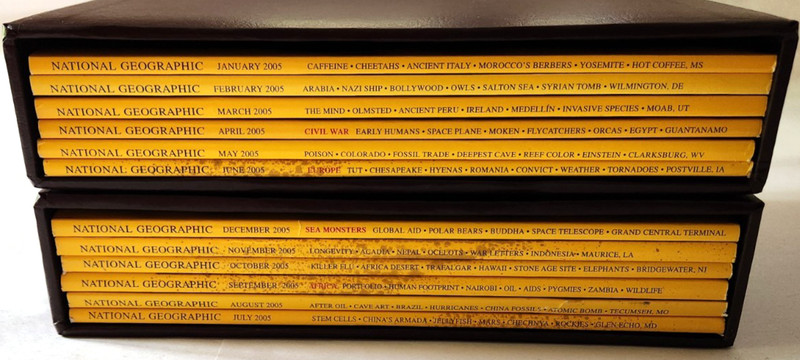 2005 National Geographic Magazine - 12 Monthly Issues WITH SLIP COVERS