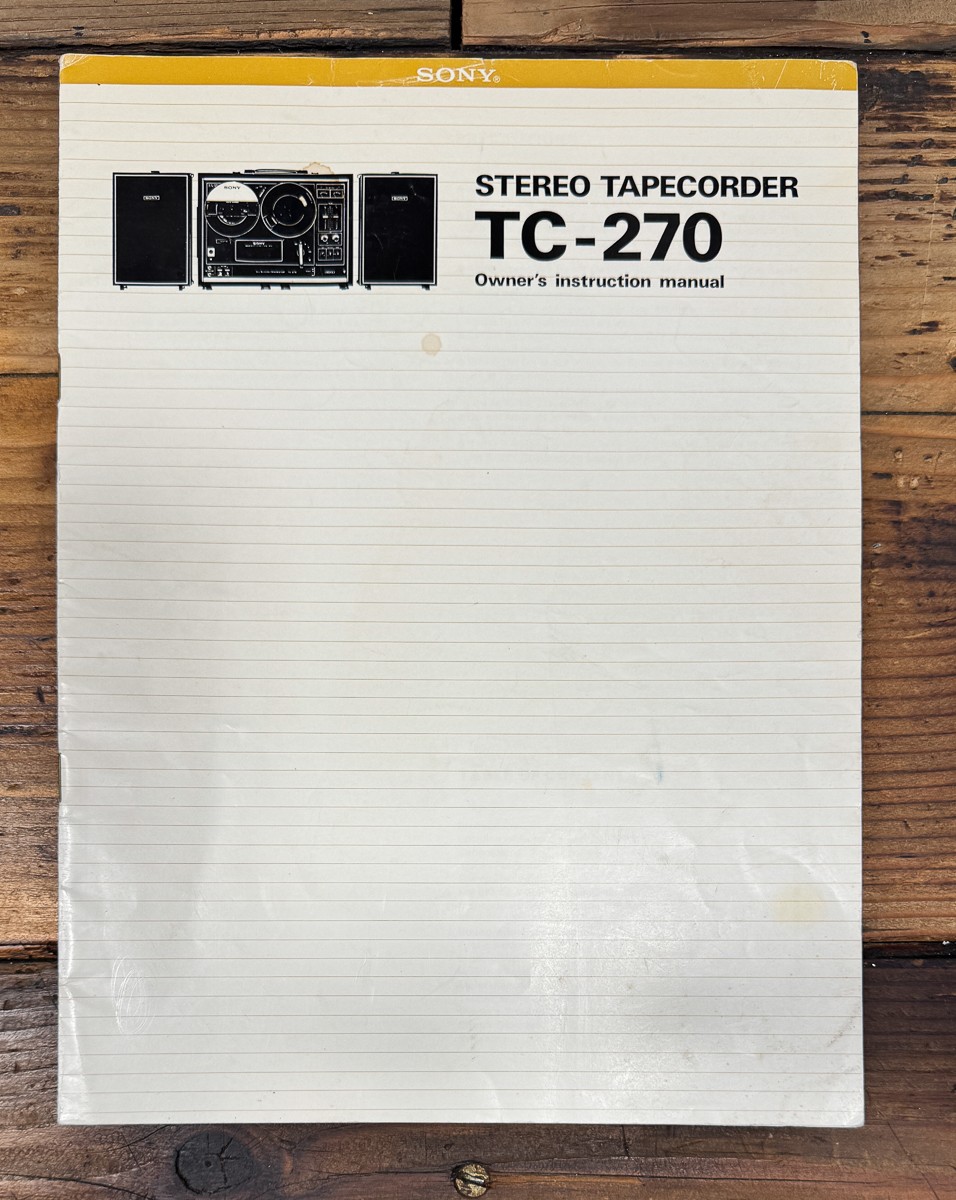 Sony TC-270 Cassette Owners / User Manual *Original*