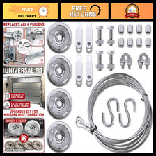 Garage Door Pulley Cable Kit - 4 Low Noise Pulleys, 2 Steel Cables, Fits 7/8 f