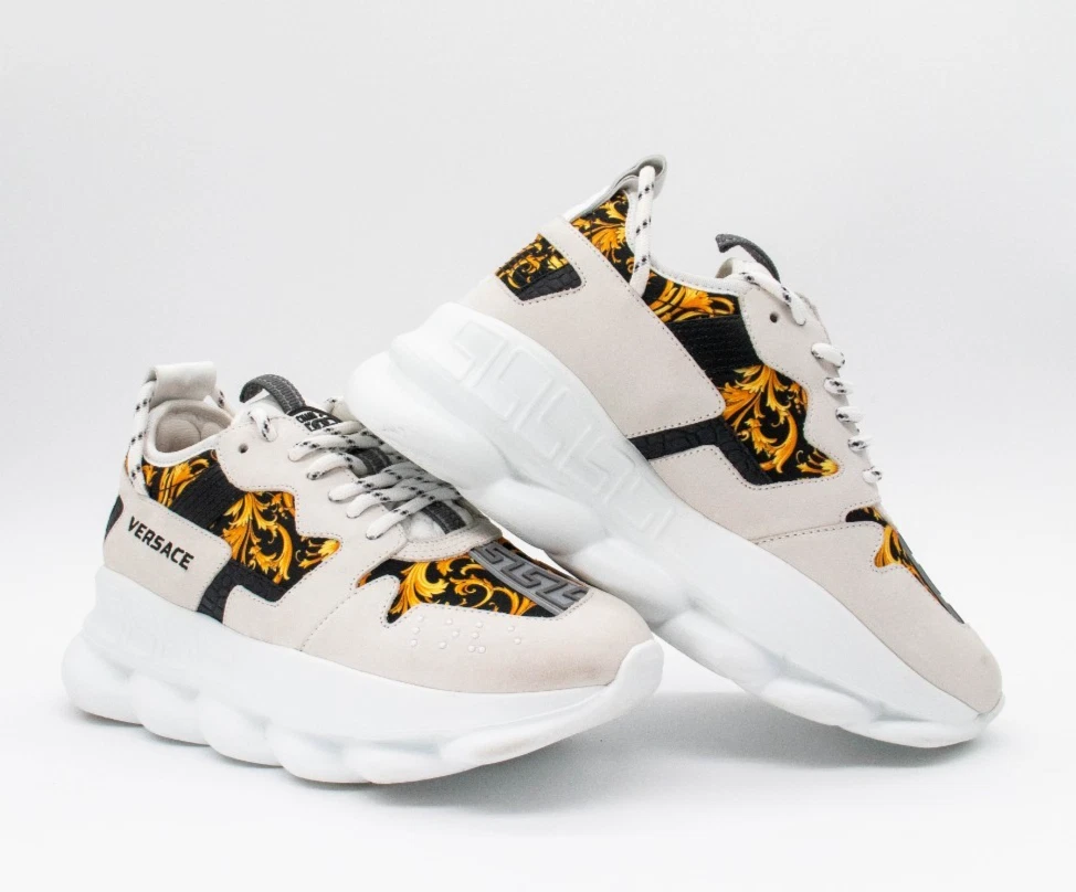 Versace — Versace Chain Reaction 2 Barocco Print White Black Yellow EU 38 DST030G