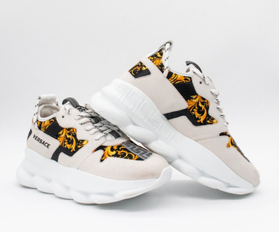 Versace Chain Reaction 2 Barocco Print White Black Yellow EU 38 DST030G