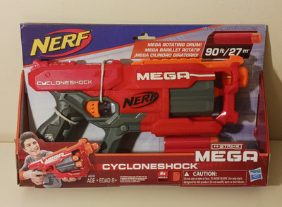 Nerf New Cycloneshock Mega Rotating Drum Dart Blaster Red Rare Authentic 2017