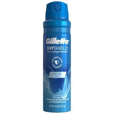Gillette Dry Shield 24/7 Arctic Ice Dry Spray Antiperspirant, 4.3oz