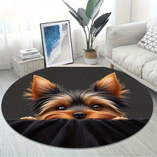100cm 100cmAdorable Puppy Pattern Flannel Round Mat, Suitable for Kitchen, Bedro